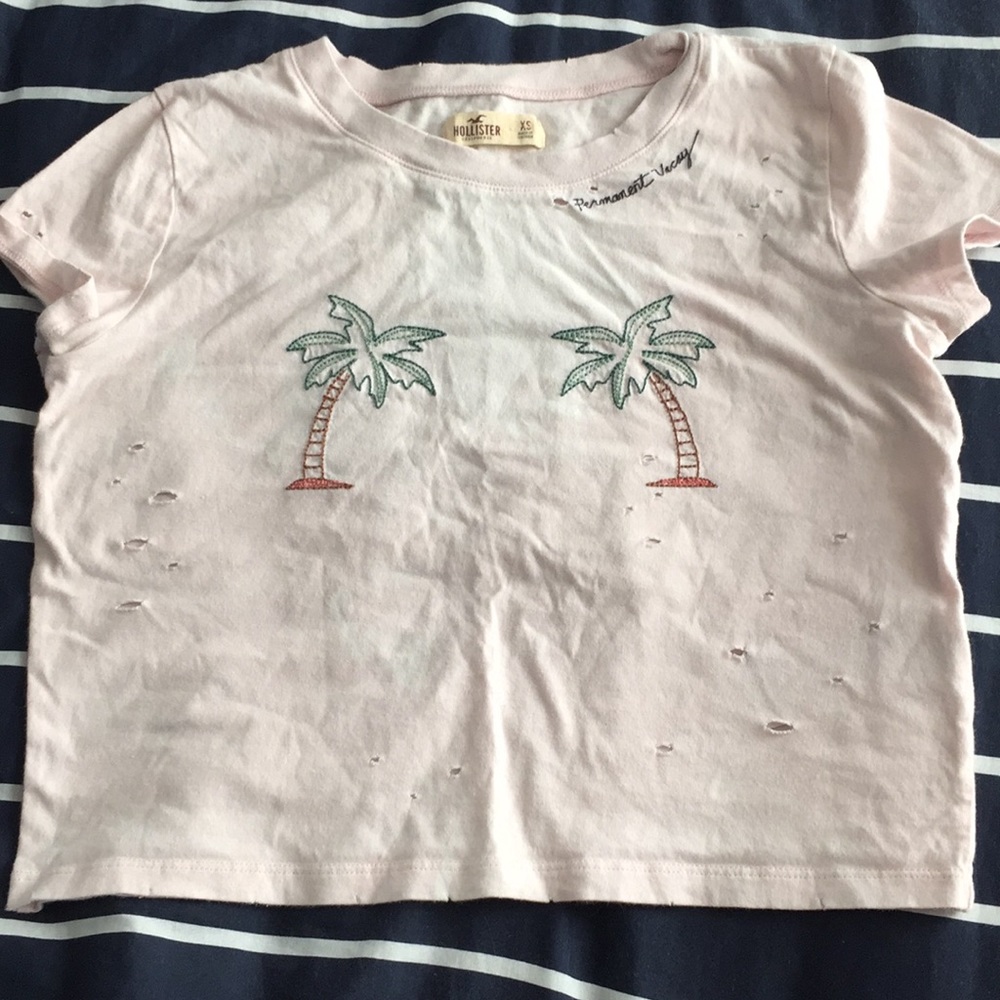 baby pink distressed crop top